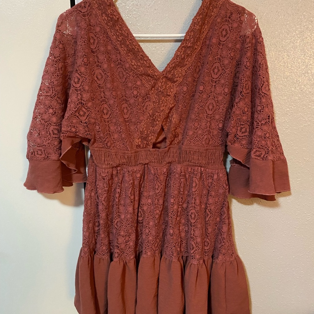 Boho Lace Rust Dress